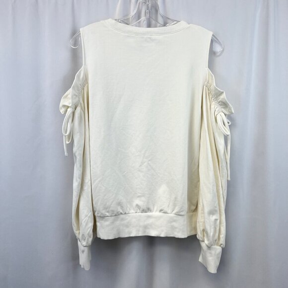 1. State Women’s Cold Shoulder Off White Sweatshirt Size Medium Long Sleeve - Picture 7 of 9
